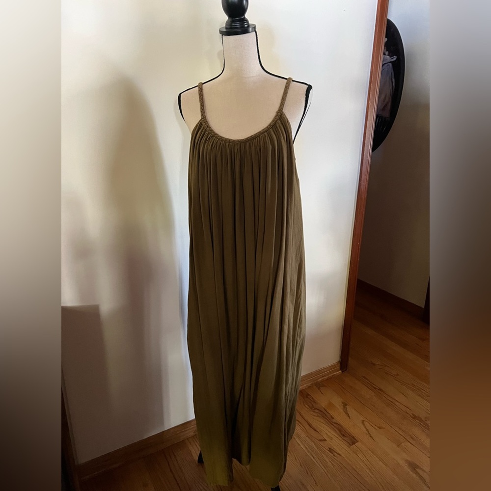 Lovely taupe green braided strap dress